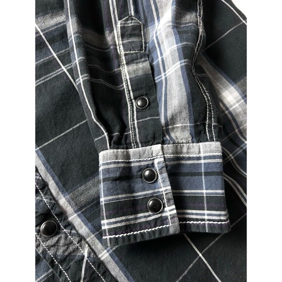 Eighty Eight Platinum Mens‎ Large black Plaid long Sleeve Button Up Embroidered - Picture 10 of 11